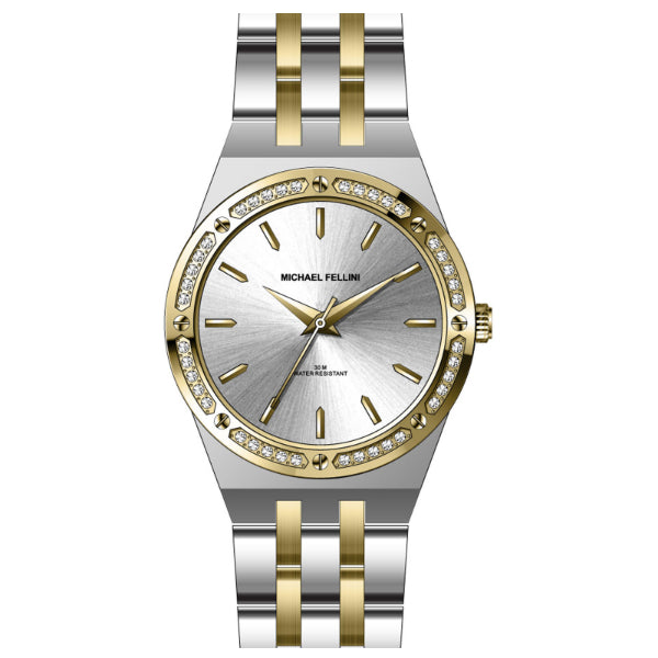 Michael Fellini Two-tone Stainless Steel Silver Dial Quartz Watch for Ladies - MF2355-06