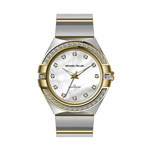 Michael Fellini Two-tone Stainless Steel Mother Of Pearl Dial Quartz Watch for Ladies - MF-2356-03