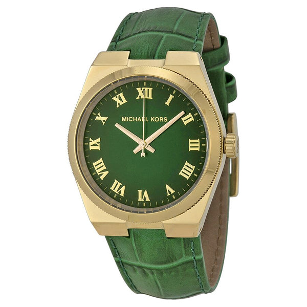 Michael Kors Channing Green Leather Strap Green Dial Quartz Watch for Ladies - MK-2356