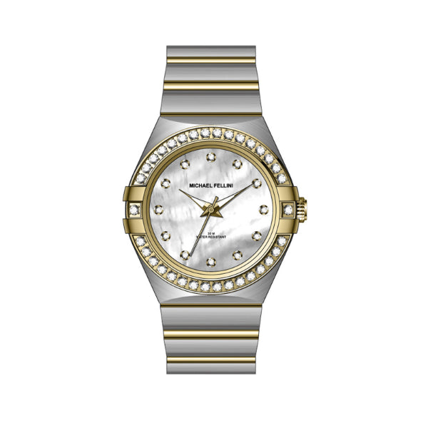 Michael Fellini Two-tone Stainless Steel Mother Of Pearl Dial Quartz Watch for Ladies - MF2357-04