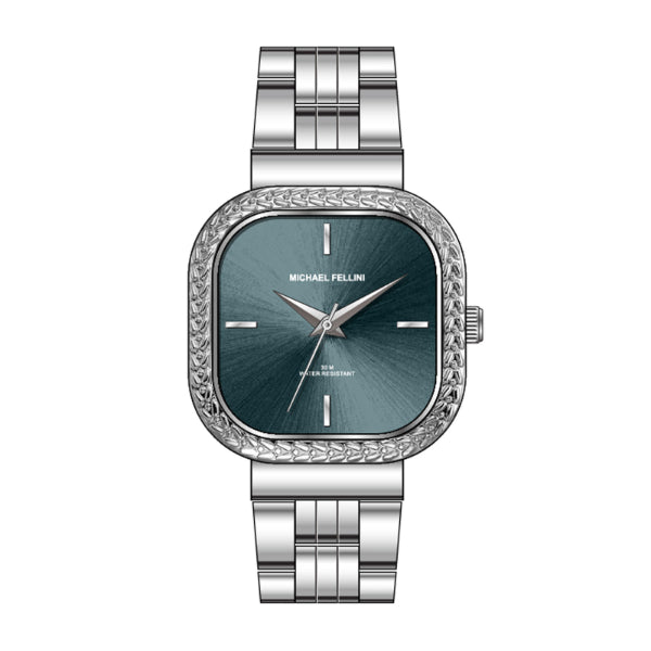 Michael Fellini Silver Stainless Steel Light Blue Dial Quartz Watch for Ladies - MF2359-02