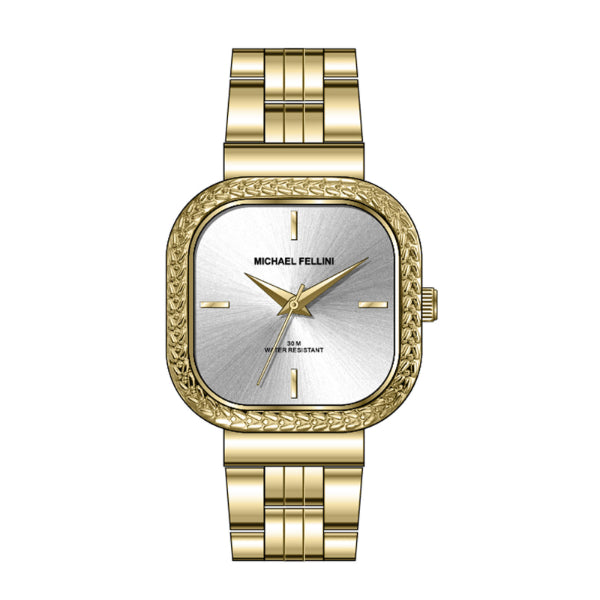 Michael Fellini Gold Stainless Steel Silver Dial Quartz Watch for Ladies - MF2359-05