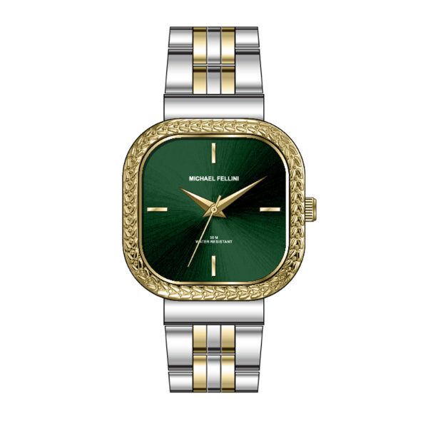 Michael Fellini Two-tone Stainless Steel Green Dial Quartz Watch for Ladies - MF2359-08