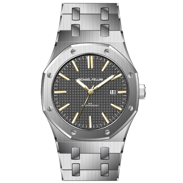 Michael Fellini Silver Stainless Steel Gray Dial Quartz Watch for Gents - MF2366-04