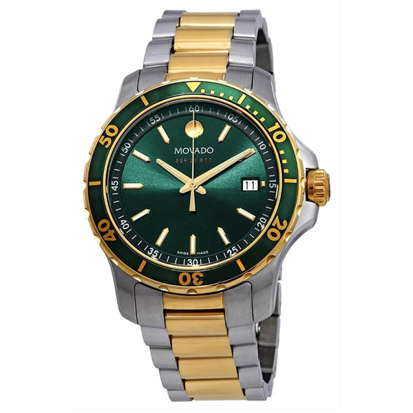 Movado Series 800 Two-tone Stainless Steel Green Dial Quartz Watch for Gents - 2600147