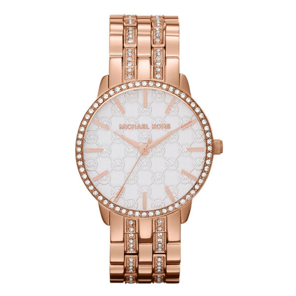 Michael Kors Lady Nini Logo Rose Gold Stainless Steel Rose Gold Dial Quartz Watch for Ladies - MK-3183