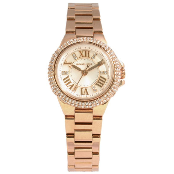 Michael Kors Camille Rose Gold Stainless Steel White Dial Quartz Watch for Ladies - MK-3253
