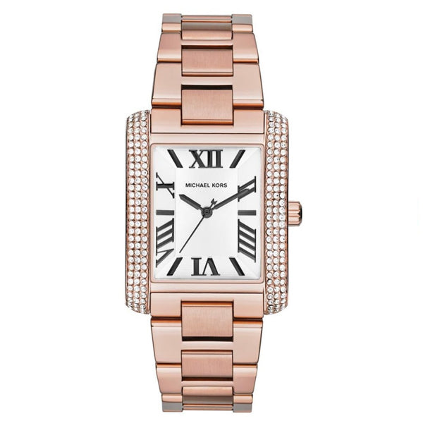 Michael Kors Emery Rose Gold Stainless Steel White Dial Quartz Watch for Ladies - MK-3255