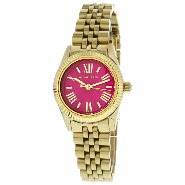 Michael Kors Mini Lexington Gold Stainless Steel Pink Dial Quartz Watch for Ladies - MK-3270