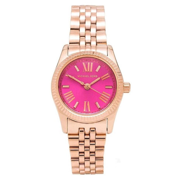 Michael Kors Mini Lexington Rose Gold Stainless Steel Pink Dial Quartz Watch for Ladies - MK-3285