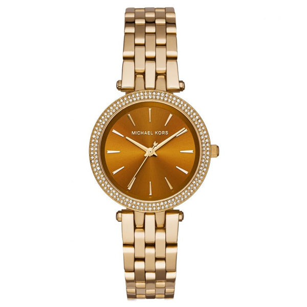 Michael Kors Mini Darci Gold Stainless Steel Brown Dial Quartz Watch for Ladies - MK-3408