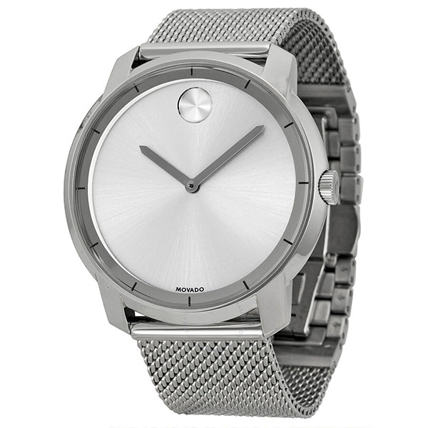 Movado Bold Series Silver Stainless Steel Mesh Silver Dial Quartz Watch for Gents- 3600260