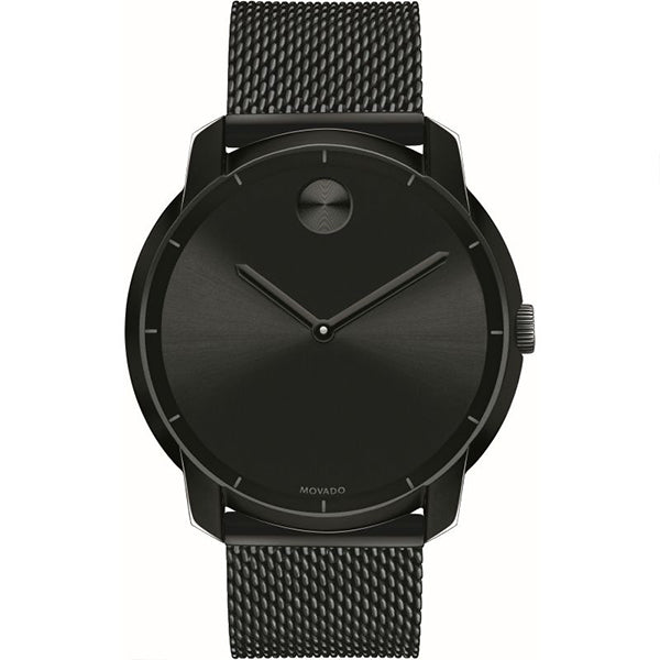 Movado Bold Series Black Stainless Steel Mesh Black Dial Quartz Watch for Gents- 3600261