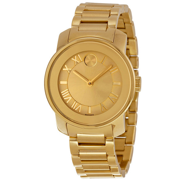 Movado Bold Series Gold Stainless Steel Gold Dial Quartz Watch for Ladies - 3600323