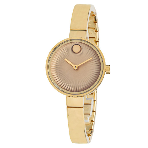 Movado Edge Concave Gold Stainless Steel Gold Dial Quartz Watch for Ladies - Movado 3680021