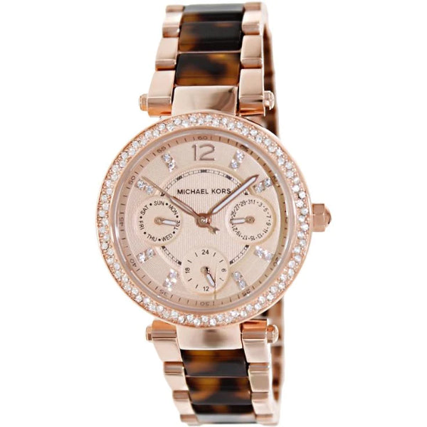 Michael Kors Parker Two-tone Stainless Steel Rose Gold Dial Quartz Watch for Ladies - MK5841