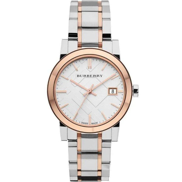 A Burberry City Two-tone Stainless Steel White Dial Quartz Watch for Ladies 