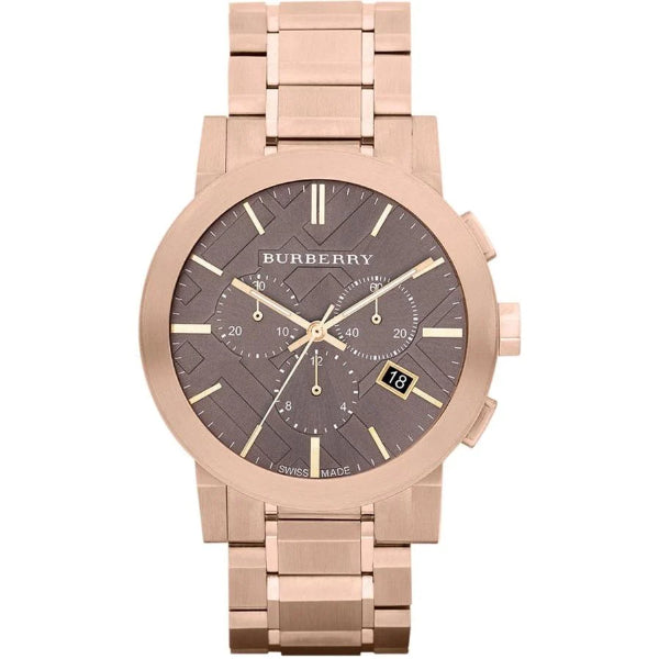 Burberry Taupe Rose Gold Stainless Steel Brown Dial Chronograph Quartz Watch for Gents - BU9353