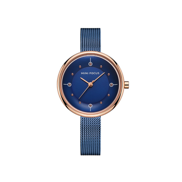 Mini Focus Blue Mesh Bracelet Blue Dial Quartz Watch for Ladies - MF0274L-04