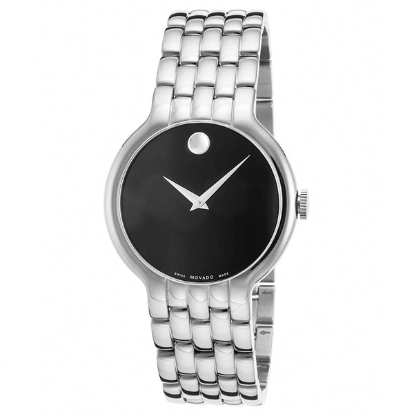 Movado Veturi Silver Stainless Steel Black Dial Quartz Watch for Gents - 606337