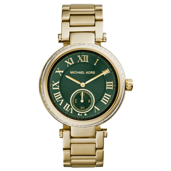 Michael Kors Skylar Gold Stainless Steel Green Dial Quartz Watch for Ladies - MK-6065