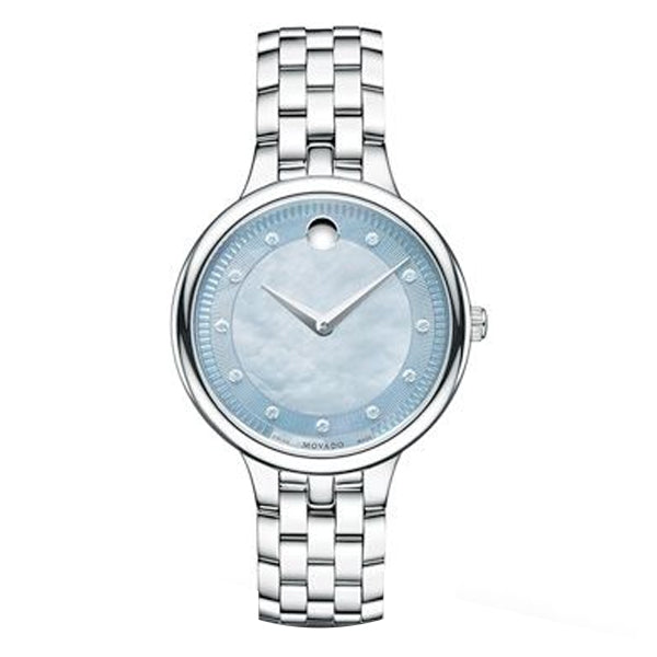 Movado Trevi Silver Stainless Steel Mother of pearl Dial Quartz Watch for Ladies - 606811