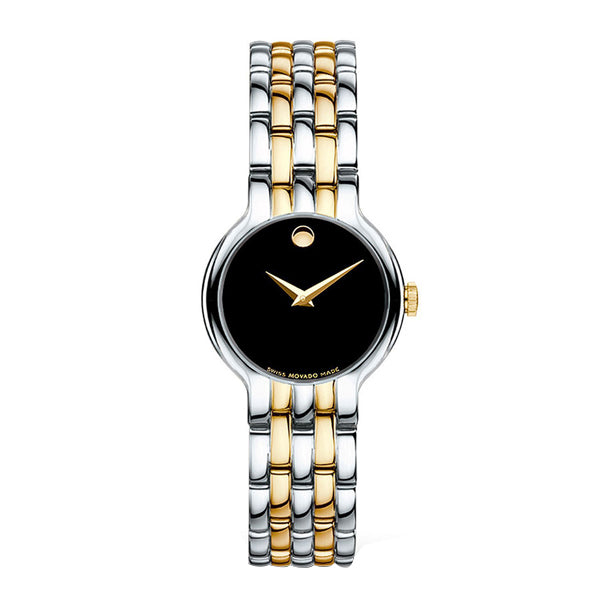 Movado Veturi Two-tone Stainless Steel Black Dial Quartz Watch for Ladies - 606933
