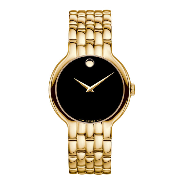 Movado Veturi Gold Stainless Steel Black Dial Quartz Watch for Gents - 606934