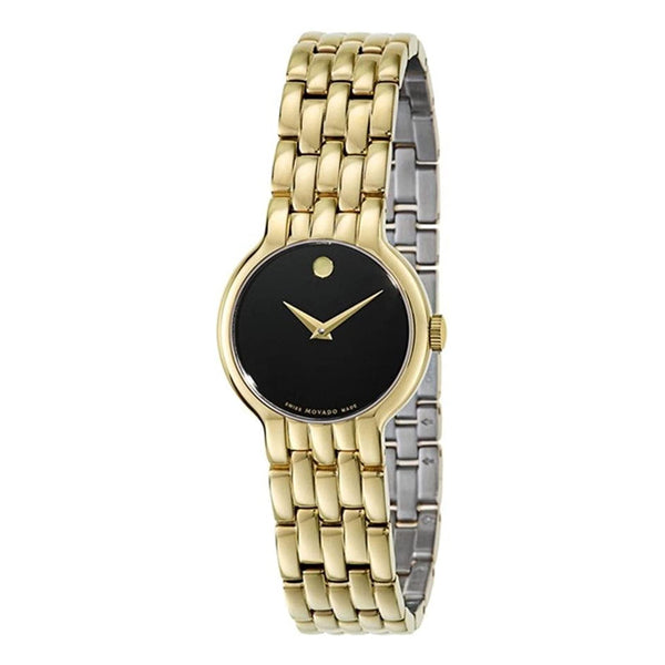 Movado Veturi Gold Stainless Steel Black Dial Quartz Watch for Ladies - 606935