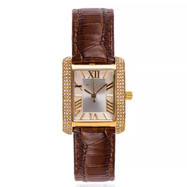 Michael Kors Emery Brown Leather Strap White Dial Quartz Watch for Ladies - MK2335