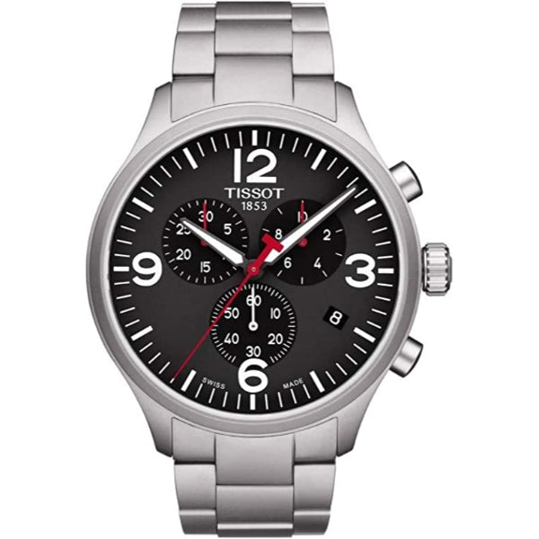 Tissot T-Sport Silver Stainless Steel Black Dial Chronograph Quartz Watch for Men's - T116.617.11.057.00