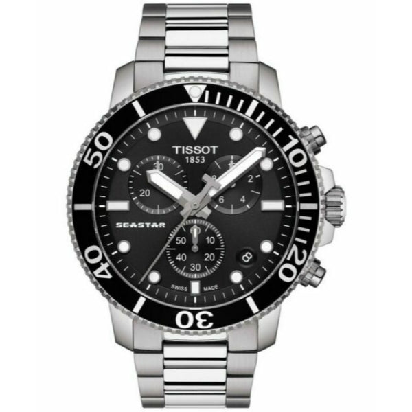 Tissot T-Sport Silver Stainless Steel Black Dial Chronograph Quartz Watch for Men's - T120.417.11.051.00