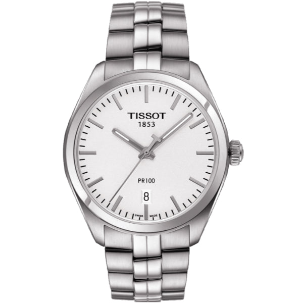 Tissot PR 100 Silver Stainless Steel Silver Dial Quartz Watch for Men's - T101.410.11.031.00