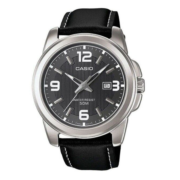 Casio Black Leather Strap Black Dial Quartz Watch for Gents - Casio MTP-1314L-8AVDF(AG)