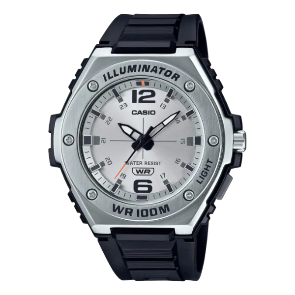 Casio Illuminator Black Silicone Strap Strap Silver Dial Quartz Watch for Gents - MWA-100H-7AVDF(AG)