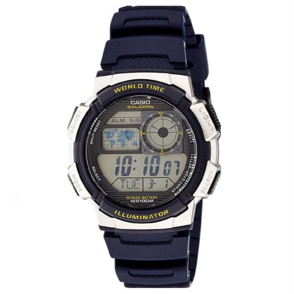 Casio Youth Blue Silicone Strap Black Dial Quartz Watch for Gents - AE-1000W-2AVDF