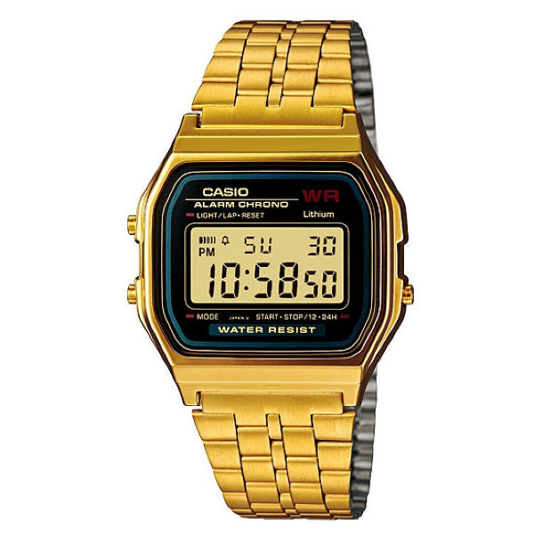 Casio Gold Stainless Steel Black Dial Quartz Watch for Ladies - A-159G EA-1DF(AG)