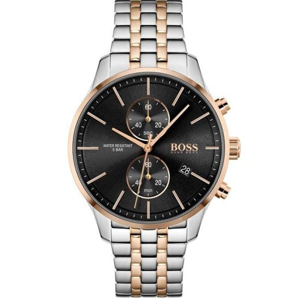 HUGO BOSS Associate Two-tone Stainless Steel Black Dial Chronograph Quartz Watch for Gents - 1513840