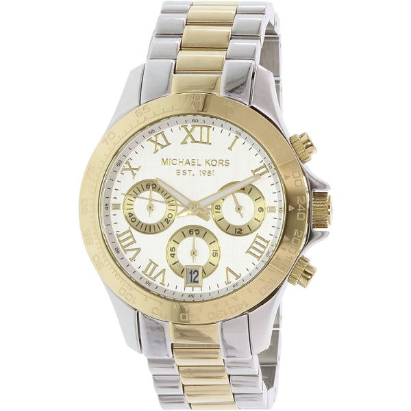 Michael Kors Layton Two-tone Stainless Steel White Dial Chronograph Quartz Watch for Ladies - MK5455