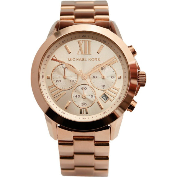 Michael Kors Runway Rose Gold Stainless Steel Rose Gold Dial Chronograph Quartz Watch for Ladies - MK5778