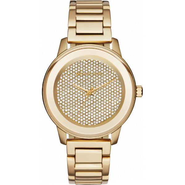 Michael Kors Kinley Gold Stainless Steel Crystal Pave Dial Quartz Watch for Ladies - MK6209