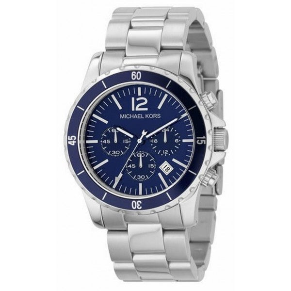 Michael Kors Madison Silver Stainless Steel Blue Dial Chronograph Quartz Watch for Gents - MK8123