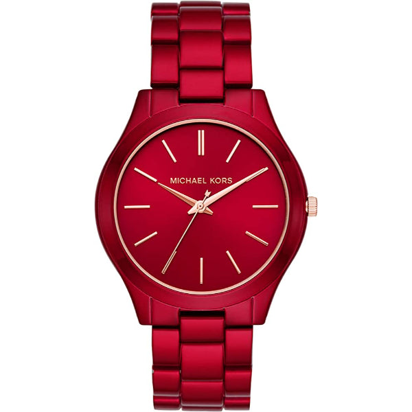 Michael Kors Slim Runway Red Stainless Steel Red Dial Quartz Watch for Ladies - MK3895