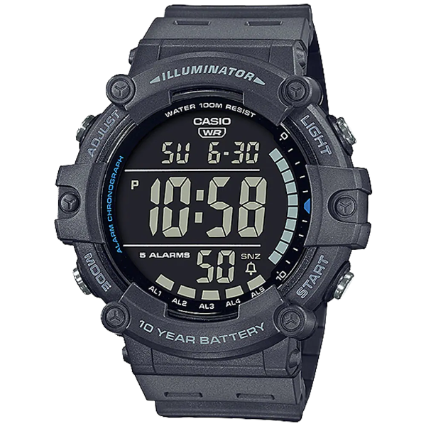 Casio Illuminator Grey Silicone Strap Strap Grey Dial Quartz Watch for Gents - AE-15000WH-8BVDF