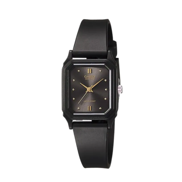 Casio Black Silicone Strap Strap Dark-Brown Dial Quartz Watch for Ladies - LQ-142E-1ADF