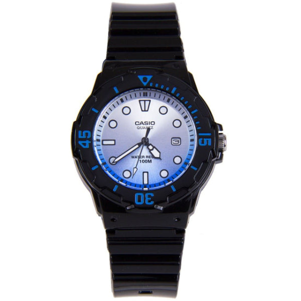 Casio Black Silicone Strap Strap Blue Dial Quartz Watch for Ladies - LRW-200H-2E