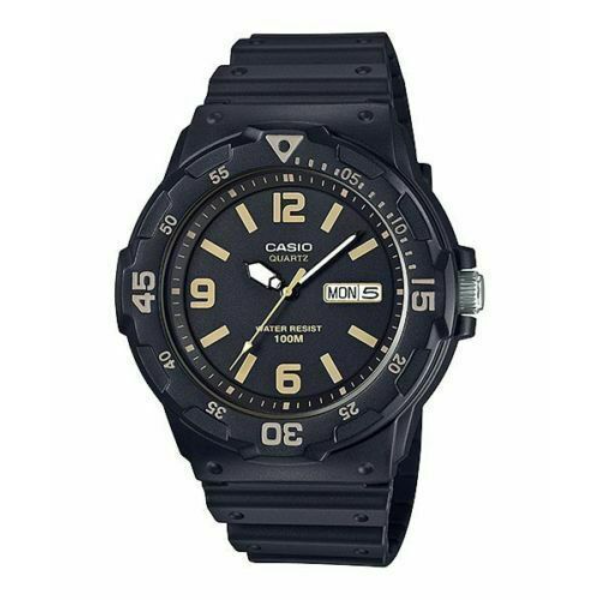 Casio Black Silicone Strap Strap Black Dial Quartz Watch for Gents - MRW-200H-1B3