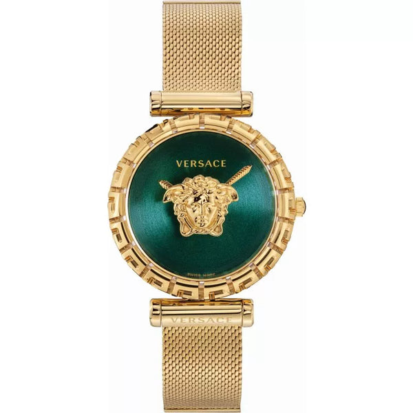 Versace Palazzo Empire Greca Gold Mesh Bracelet Green Dial Quartz Watch for Ladies - VEDV00819
