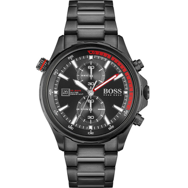 HUGO BOSS Globetrotter Black Silicone Strap Grey Dial Chronograph Quartz Watch for Gents - 1513931