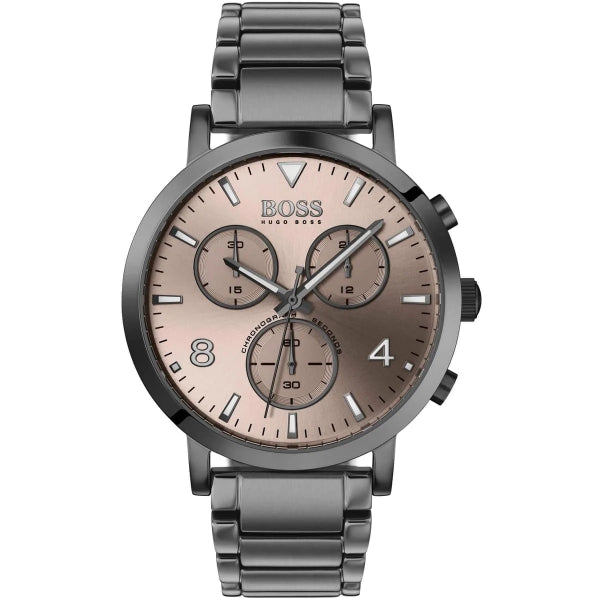 HUGO BOSS Spirit Grey Stainless Steel Gold Dial Chronograph Quartz Watch for Gents - 1513695